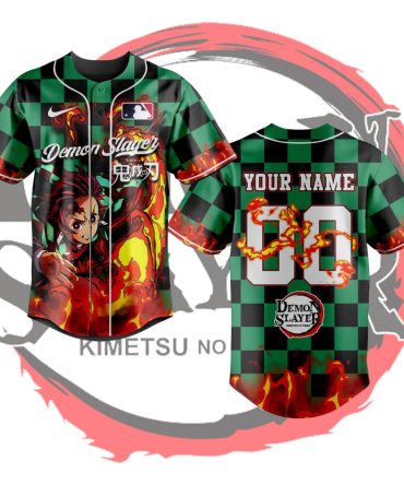 Customizable Demon Slayer Baseball Jersey – Anime Fan Apparel With Flames & Personalization