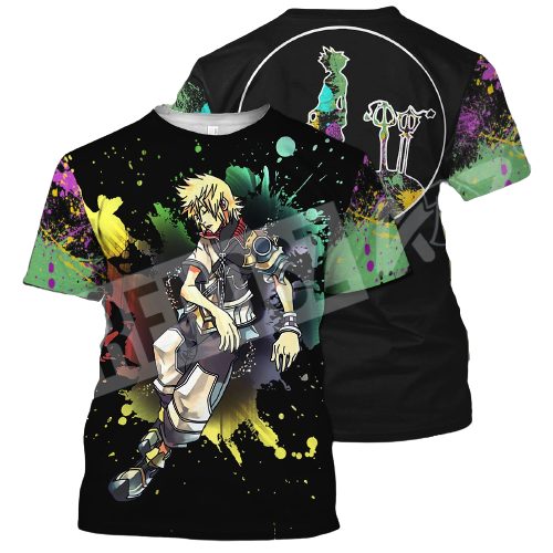 Kingdom Hearts T-Shirt Sleeping Ventus Watercolor Splatter Green Black T-Shirt Hoodie - Image 2