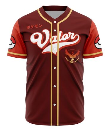 Team Valor Inspired Baseball Jersey - Stylish Pokémon Go Fan Apparel - Men'S Red Button-Up
