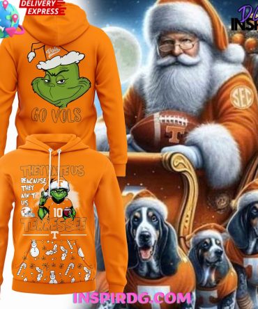 Tennessee Volunteers Grinch Merry Christmas 2024 Orange Hoodie