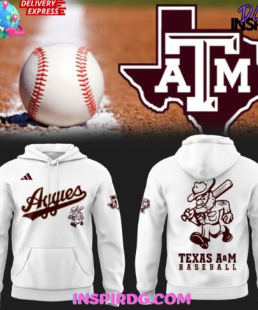 Texas A&M Aggies Baseball 2025 White All Over Print Hoodie, 3D Hoodie