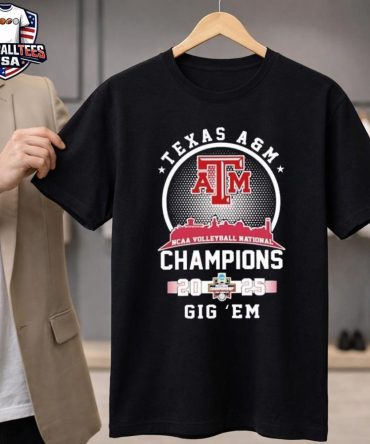 Texas A&Amp;M Aggies Gig 'Em 2025 Volleyball National Champions City Skyline Vintage Unisex Shirt