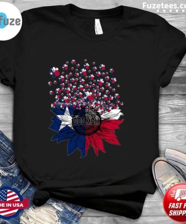 Texas Flag Dog Mom Sunflower Gift T-Shirt