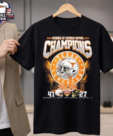 Texas Longhorns Cheez-It Citrus Bowl Champions Score 41-27 Dec 31 2025 Helmet Logo Fire Unisex Shirt