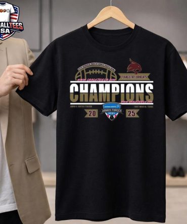 Texas State Bobcats 2026 Lockheed Martin Armed Forces Bowl Champions Locker Room Unisex Shirt