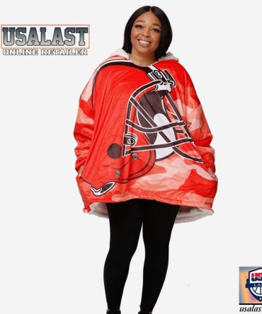Cleveland Browns Camo Fleece Oodie, Blanket Hoodie Hooded Blanket