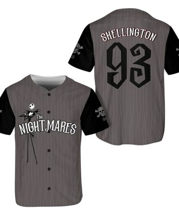 Nightmare Baseball Jersey – Spooky Style With Skellington Design – Perfect Gift!