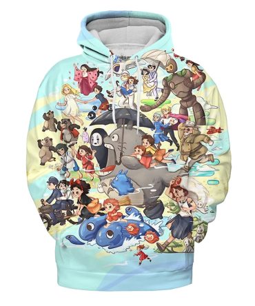Sghibli Hoodie All Of Ghibli Characters Graphic Hoodie Colorful Unisex