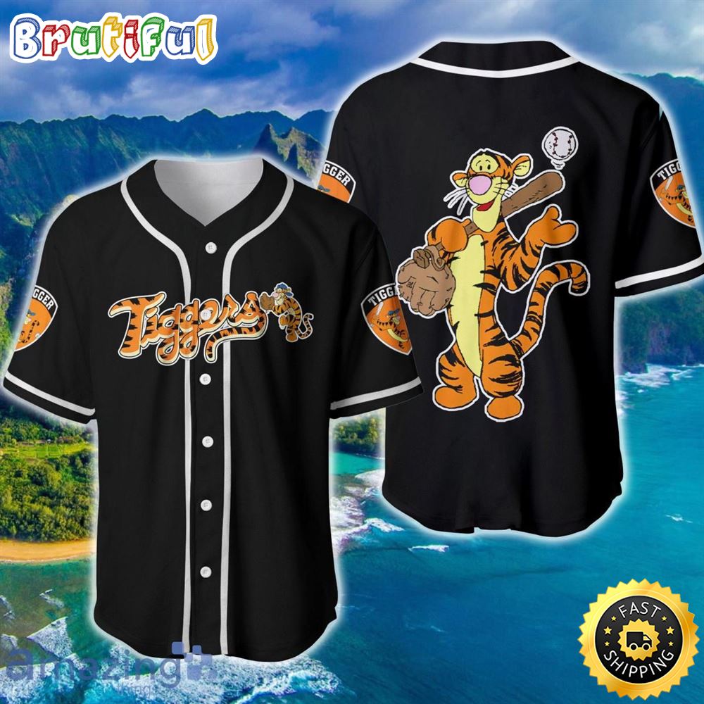 Tigger Winnie Pooh Orange Black Cute Disney Unisex Baseball Jersey Personalized