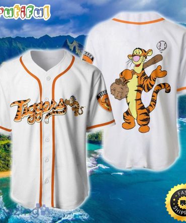 Tigger Winnie Pooh White Orange Disney Baseball Jersey