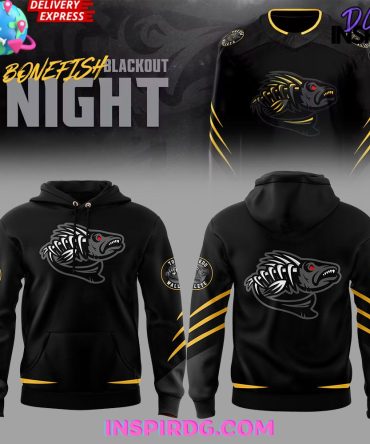 Toledo Walleye Bone Fish Blackout Night All Over Print Hoodie, 3D Hoodie