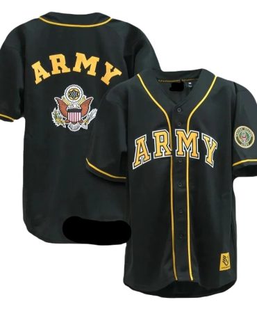 Stylish Black Army Baseball Jersey - Military Pride Apparel For Men & Women