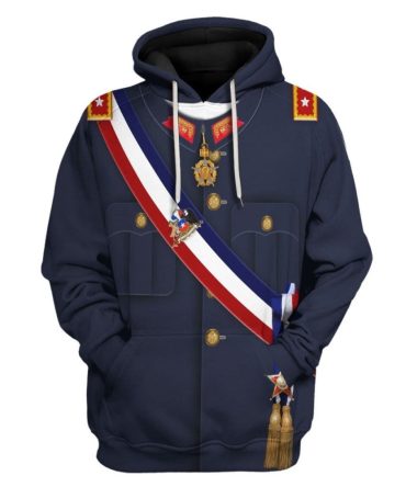 Historical Hoodie President Augusto Pinochet Costume 3D Blue Hoodie Historical Apparel Adult