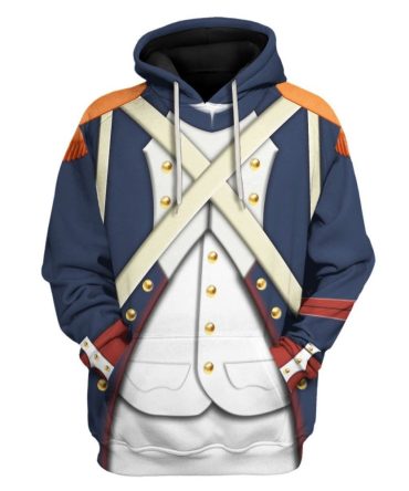 Historical Hoodie French Imperial Guard Grenadier Uniform Costume 3D Blue Hoodie Historical Apparel Adult