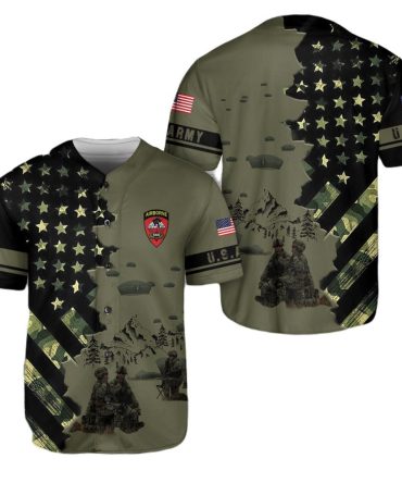 Patriotic U.S. Army Airborne Baseball Jersey - Military Style, American Flag Design