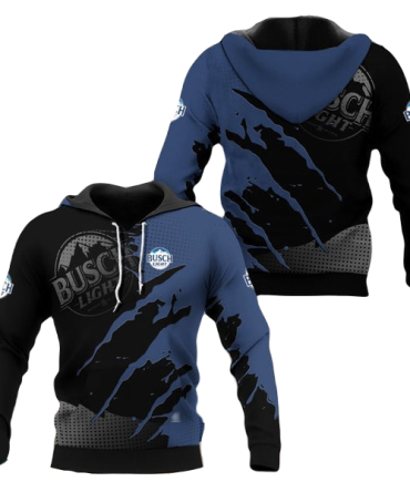 Busch Light Hoodie Busch Light Logo Graphic Torn Fabric Hoodie Black Unisex