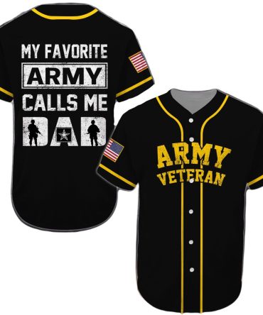 Army Veteran Baseball Jersey - 'My Favorite Army Calls Me Dad' Gift Tee