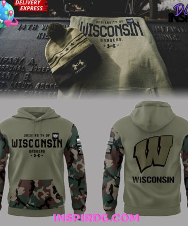 University Of Wisconsin Badgers Essential Camo Hoodie