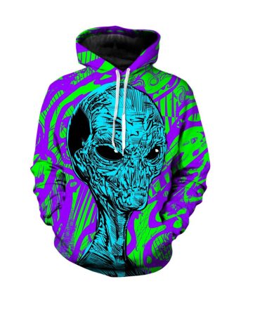 Alien Hoodie Blue Alien Purple Green Hoodie Apparel Adult Unisex