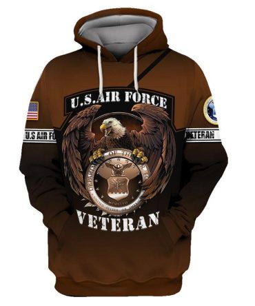 Veteran Hoodie American Military Brown Shirt Us Air Force Eagle T-Shirt Hoodie