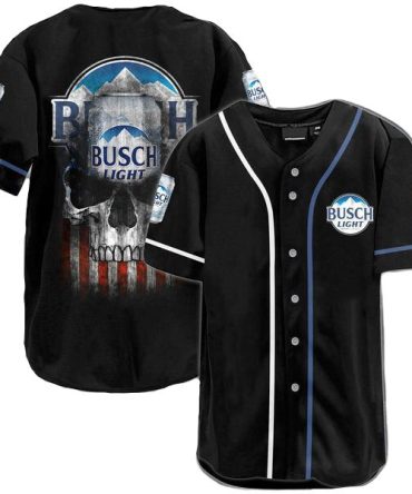 Busch Light Skull Baseball Jersey - Bold Black Design For Beer Lovers