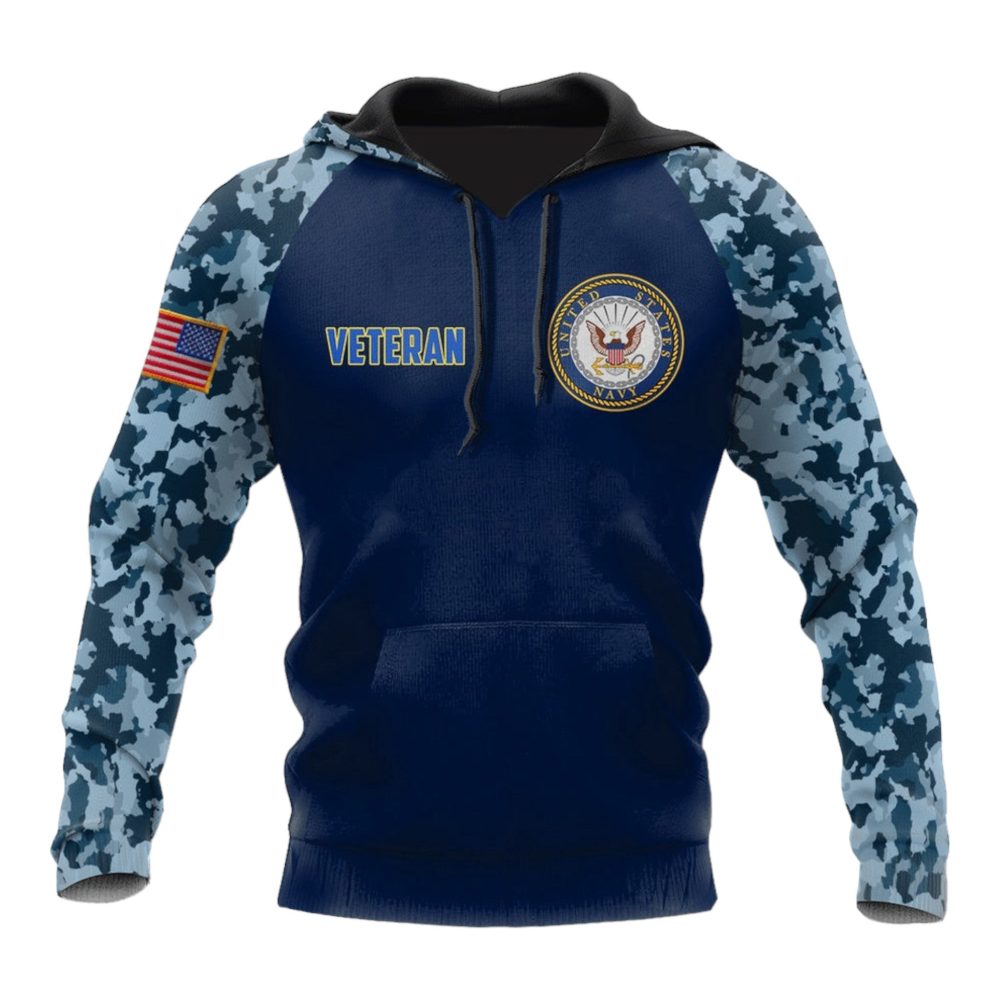 Veteran Hoodie Before I Was A Grandpa I Was A Sailor Hoodie Blue Unisex - Image 2