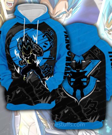Dragon Ball Hoodie Dragon Ball Vegeta Silhouette Vegeta Logo Blue Hoodie For Dragon Ball Fan