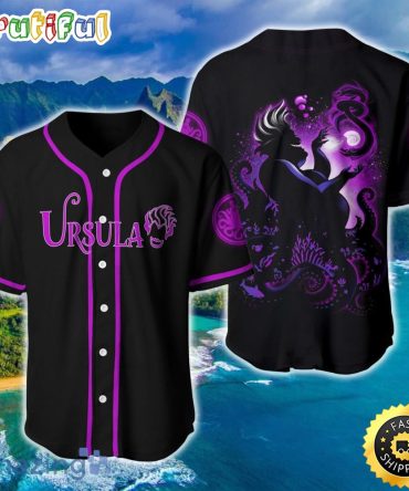 Villian Ursula Little Mermaid Purple Black Disney Baseball Jersey