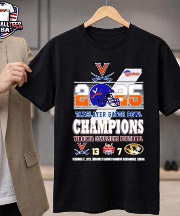 Virginia Cavaliers 2025 Taxslayer Gator Bowl Champions Score Helmet Unisex Shirt