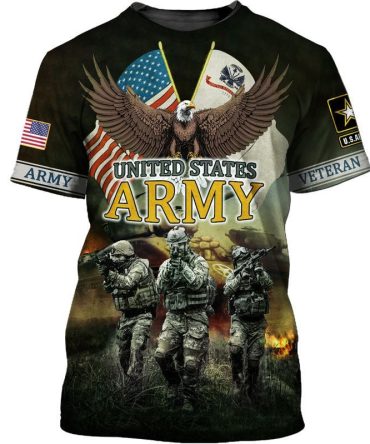 Veteran T-Shirt United States Army Veteran Military Soilder T-Shirt Brown Unisex