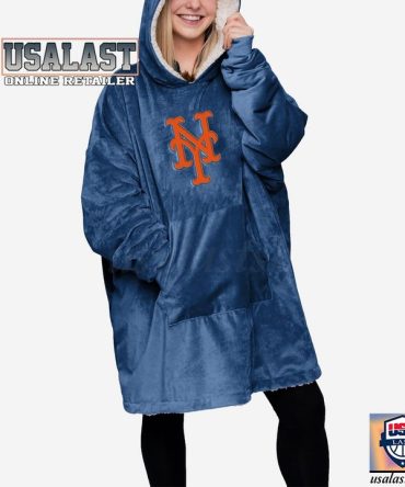 New York Mets Blue Blanket Hoodie Hooded Blanket