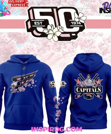 Washington Capitals 50Th Anniversary Cherry Blossom Blue All Over Print Hoodie, 3D Hoodie