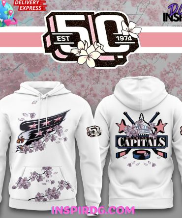 Washington Capitals 50Th Anniversary Cherry Blossom White All Over Print Hoodie, 3D Hoodie