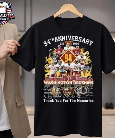 Washington Redskins Skyline 94Th Anniversary 1932-2026 Players Signatures Thank You For The Memories Unisex Shirt