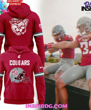 Washington State Football Helmet 2024 Red Hoodie