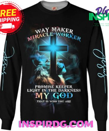 Way Maker Miracle Worker Lion Cross Light Colorful Sweatshirt