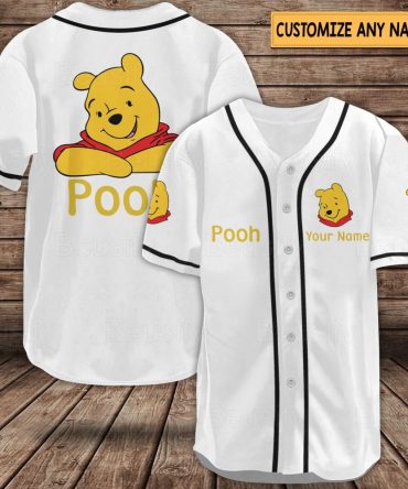 Custom Winnie The Pooh Baseball Jersey - Personalize Your Name - Fun & Playful Gift