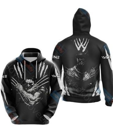 Wolverine Hoodie Mv Wolverine Shadow Graphic Claws Pattern Hoodie Black Unisex