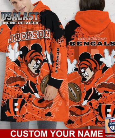 New Personalized Cincinnati Bengals Mickey Mouse Snug Hoodie