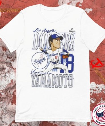 Yoshinobu Yamamoto Caricature Los Angeles Dodgers T-Shirts