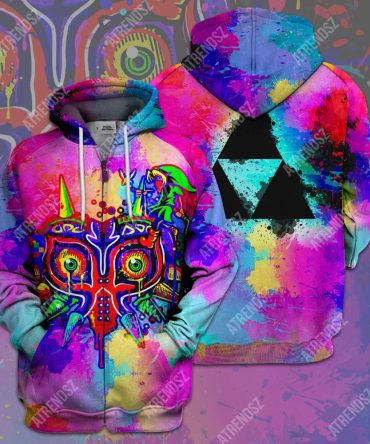 Legend Of Zelda T-Shirt Majora'S Mask Triforce Symbol Colorful T-Shirt Hoodie Adult Unisex
