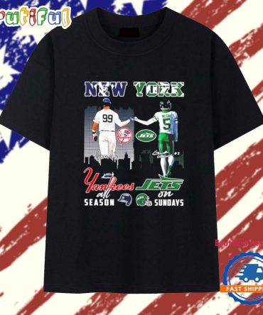 Aaron Judge And Zach Wilson Yankees All Season Jets On Sundays T Shirt