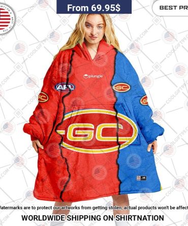 Afl Gold Coast Suns Mix Custom Hoodie Blanket