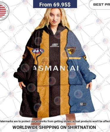 Afl Hawthorn Hawks Mix Custom Hoodie Blanket