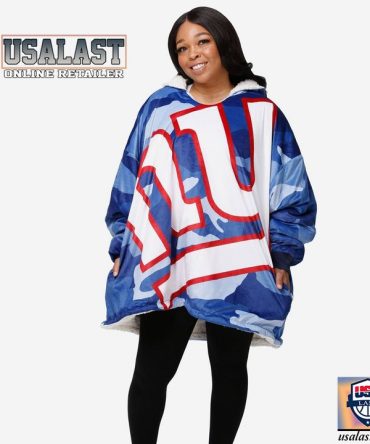 New York Giants Camo Fleece Oodie, Blanket Hoodie Hooded Blanket