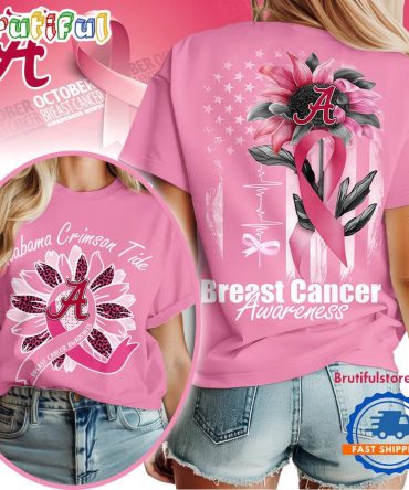 Alabama Crimson Tide 2025 Ncaa Breast Cancer Sunflowers Unisex 3D Shirt