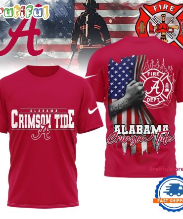 Alabama Crimson Tide 2025 Ncaa Firefighter American Flag 3D Shirt
