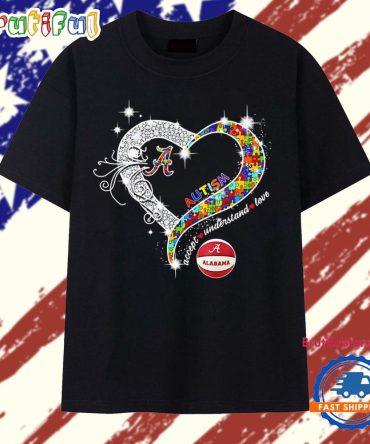 Alabama Crimson Tide Autism Accept Understand Love Heart Diamond T Shirt