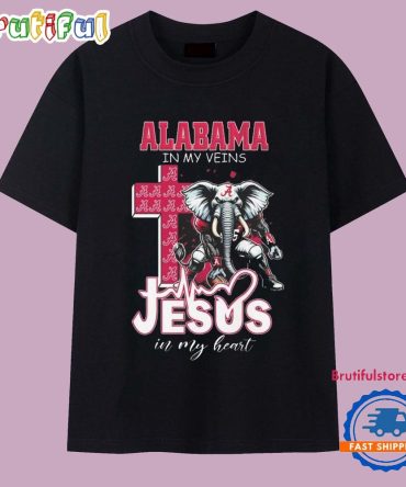 Alabama Crimson Tide In My Veins Jesus In My Heart Mascot 2025 T Shirt