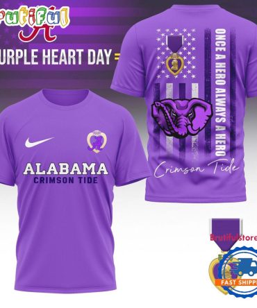 Alabama Crimson Tide Ncaa National Purple Heart Day Unisex 3D Shirt
